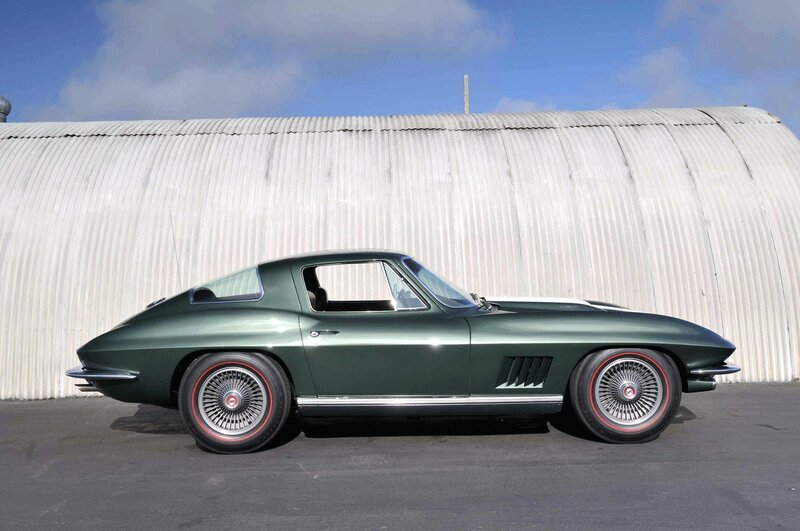 Green classic Corvette sports car