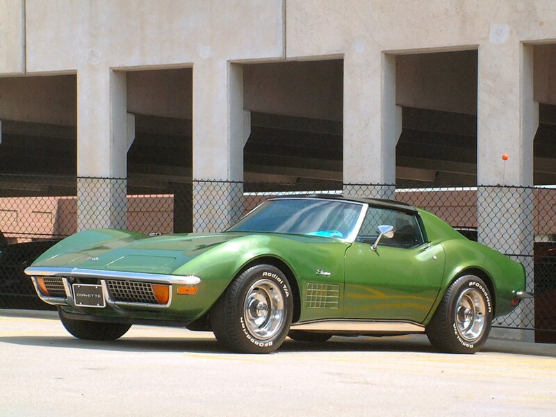Green classic Corvette sports car