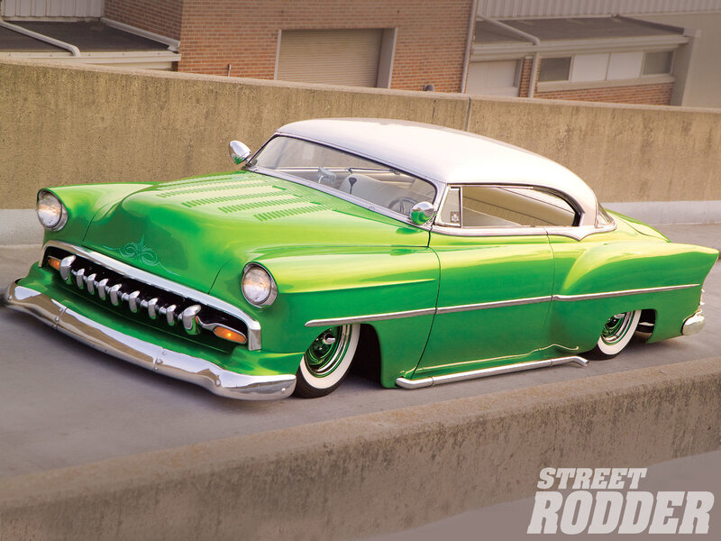 green classic custom car