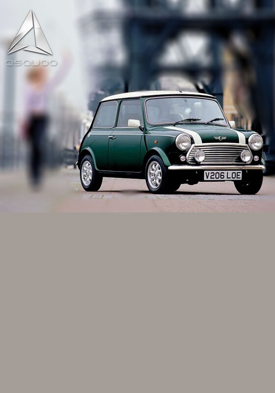 Green classic Mini car