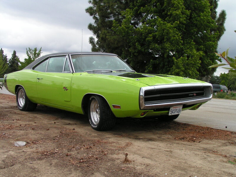 green classic muscle car