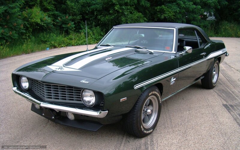 Green classic muscle car