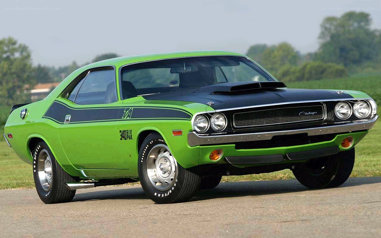 Green classic muscle car