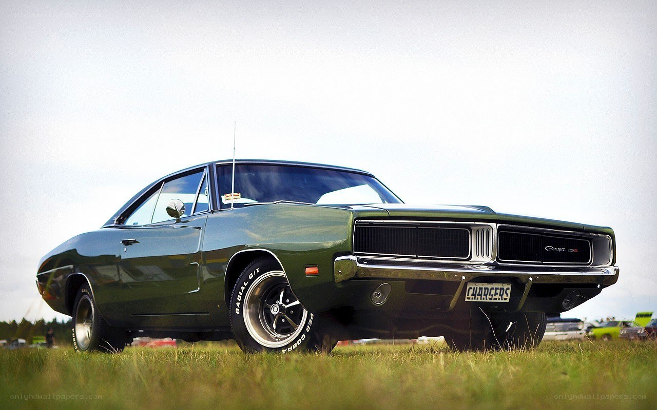 green classic muscle car