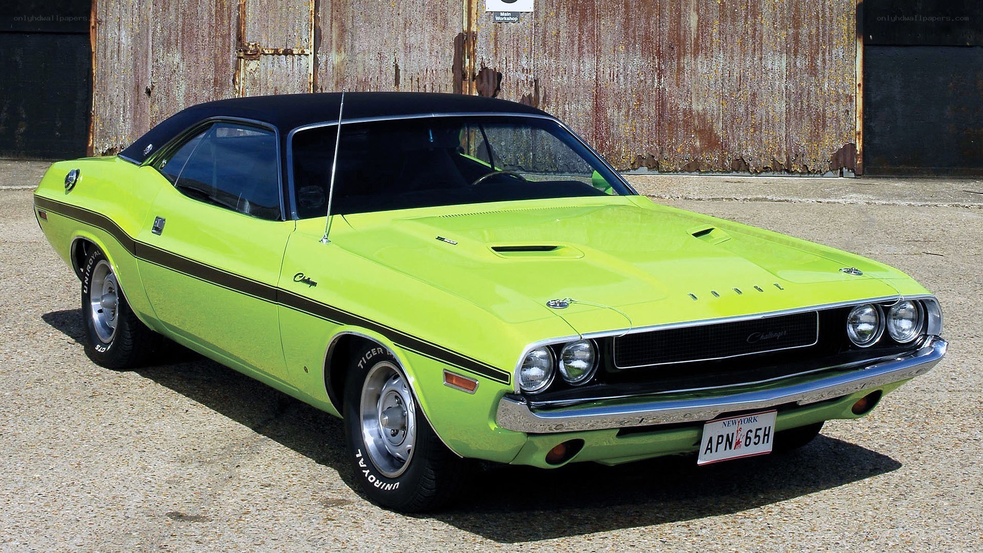 Green classic muscle car