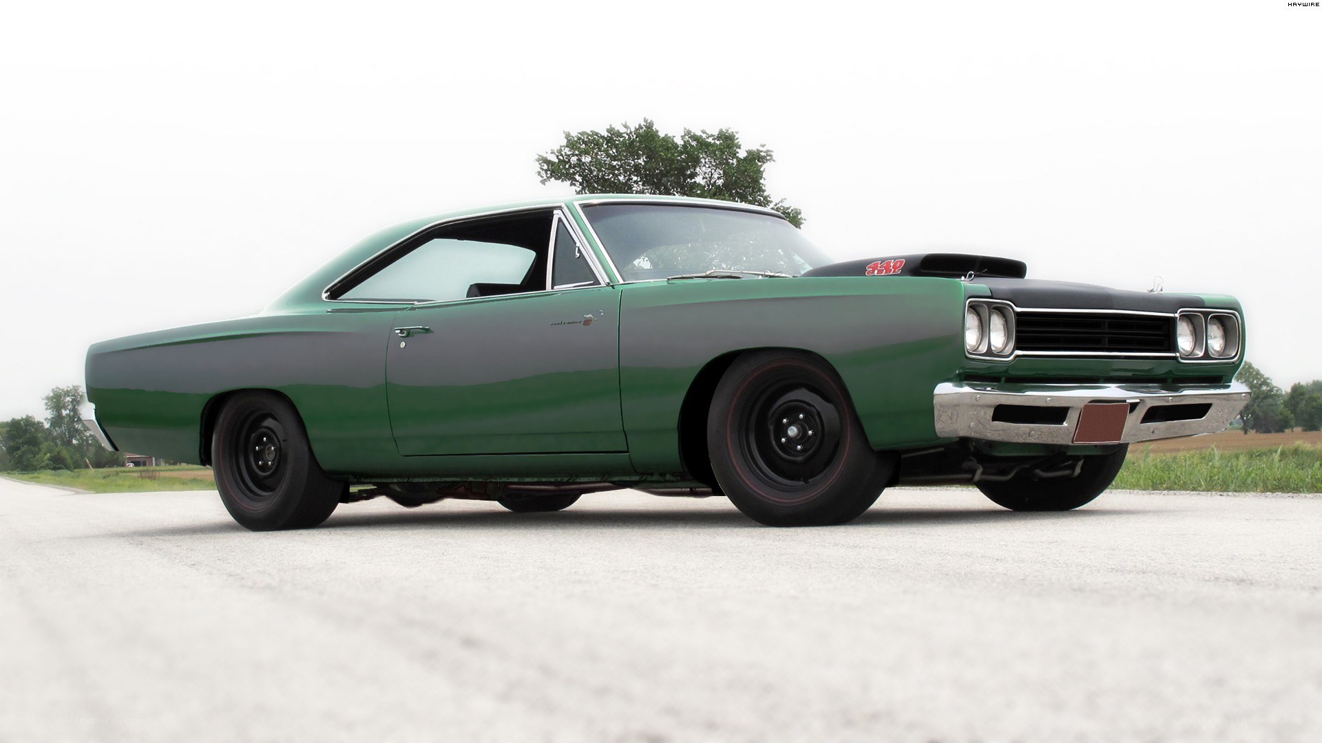 green classic muscle car