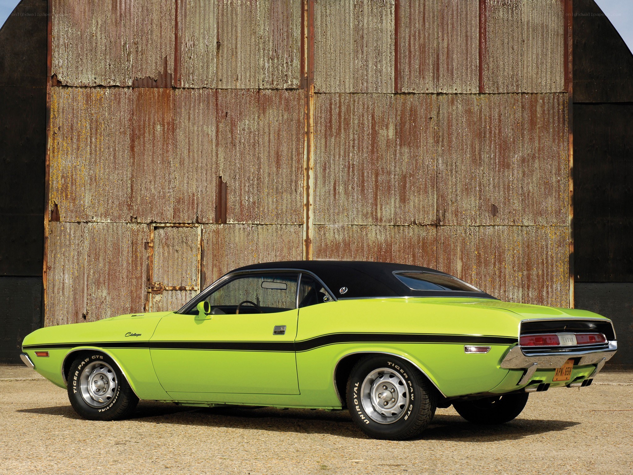 Green classic muscle car