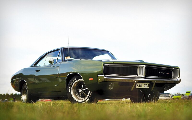 Green classic muscle car