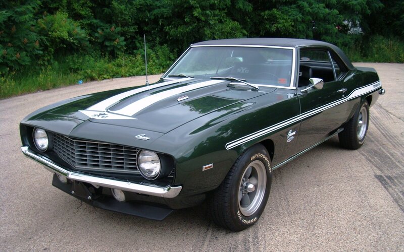 Green classic muscle car