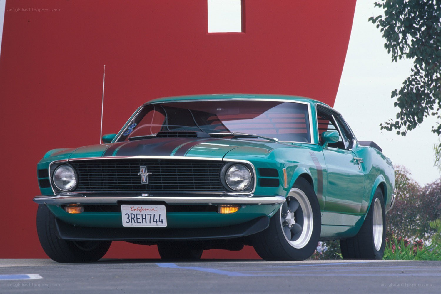Green classic muscle car