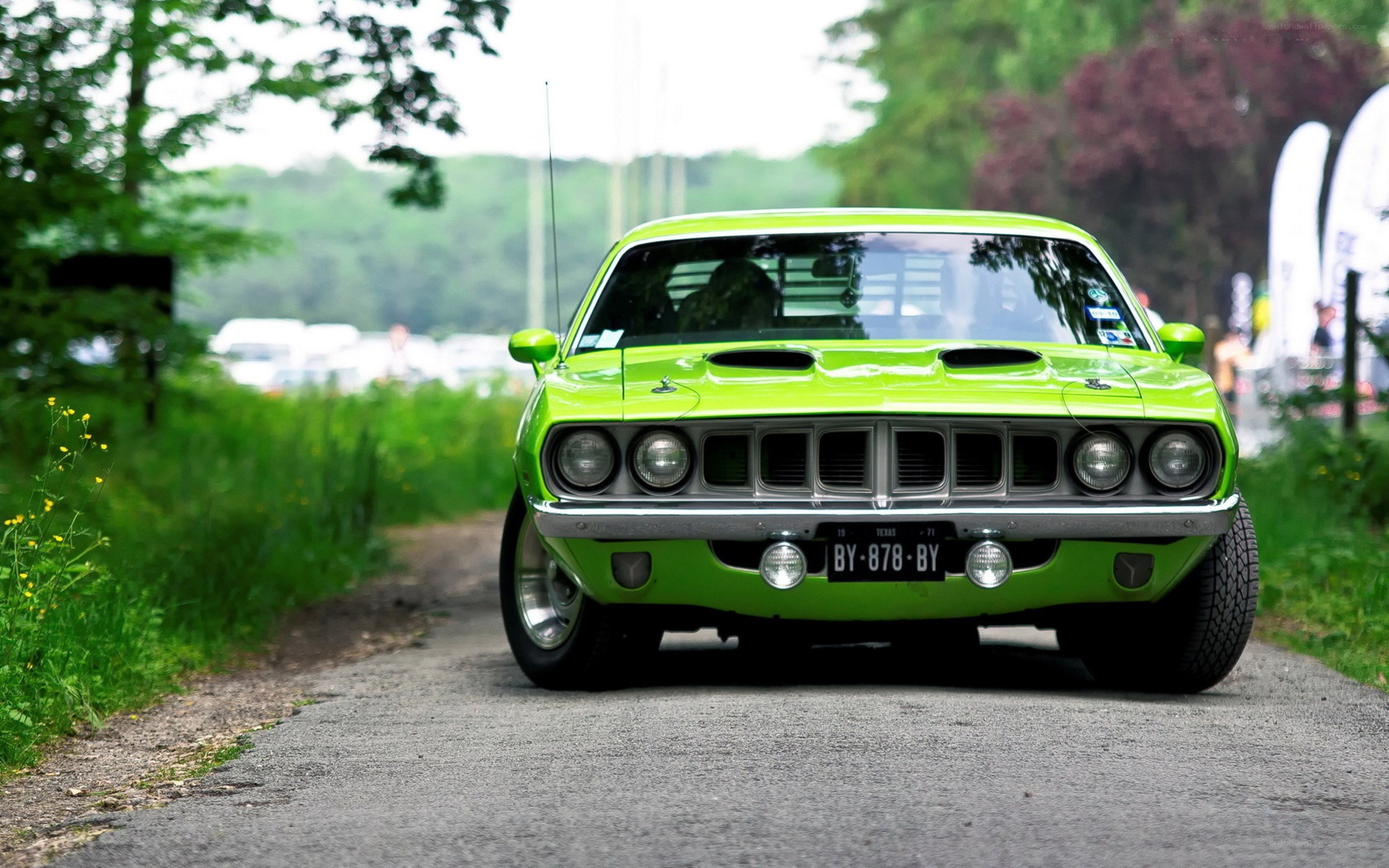 green classic muscle car