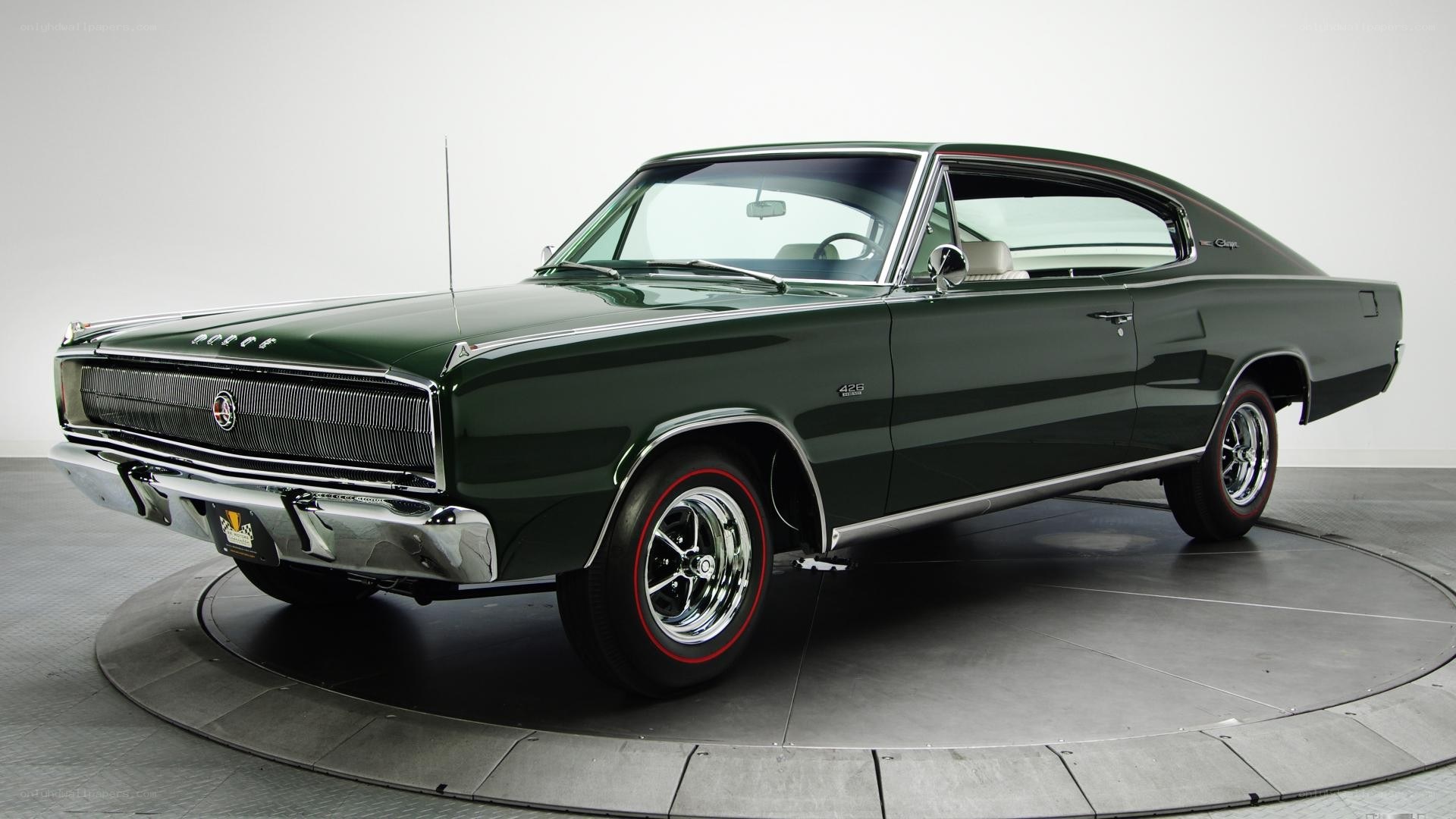 Green classic muscle car