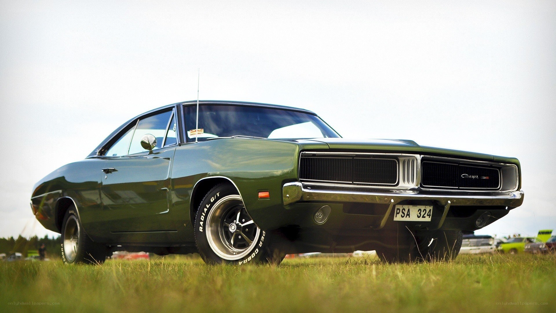 Green classic muscle car