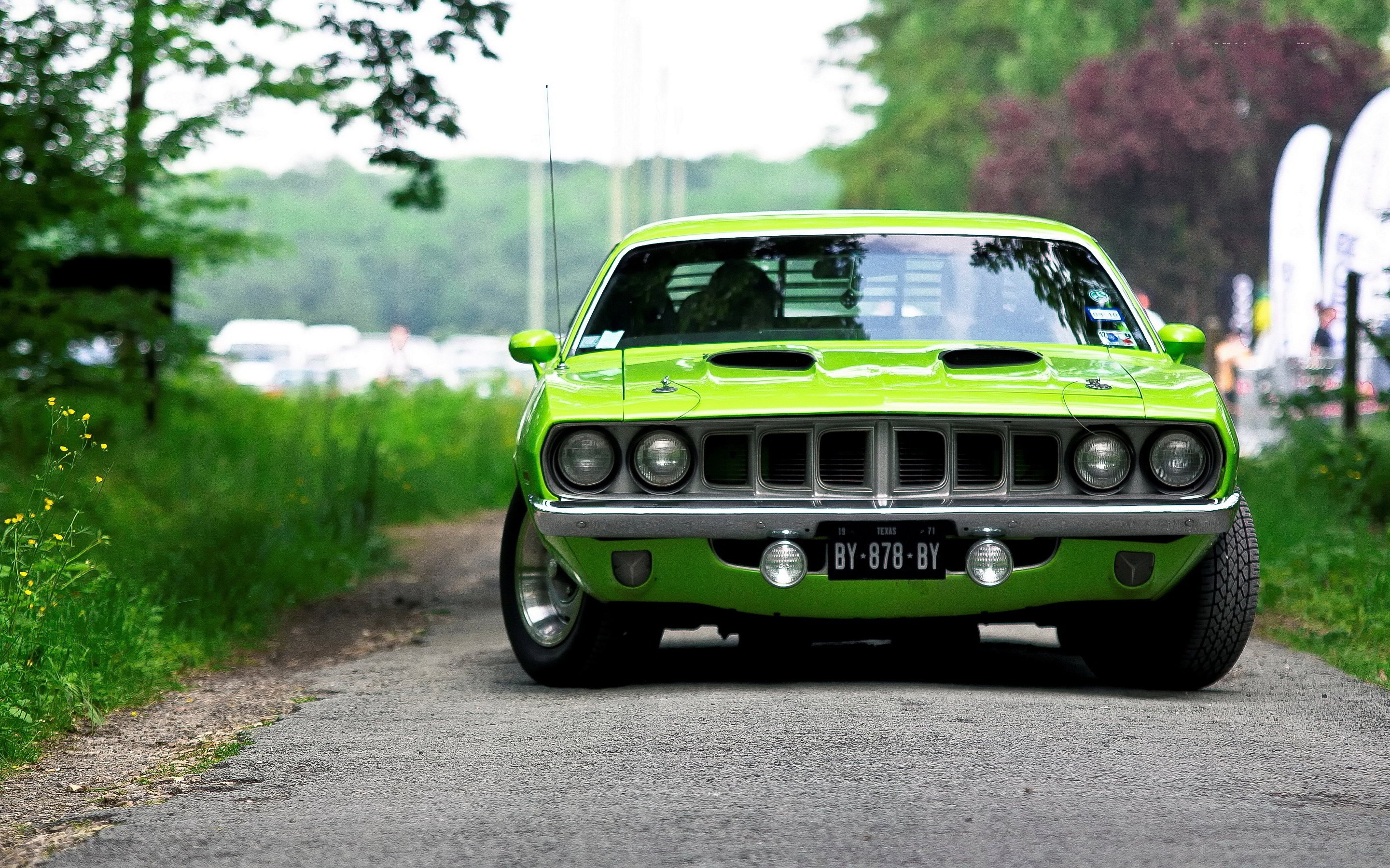 Green classic muscle car