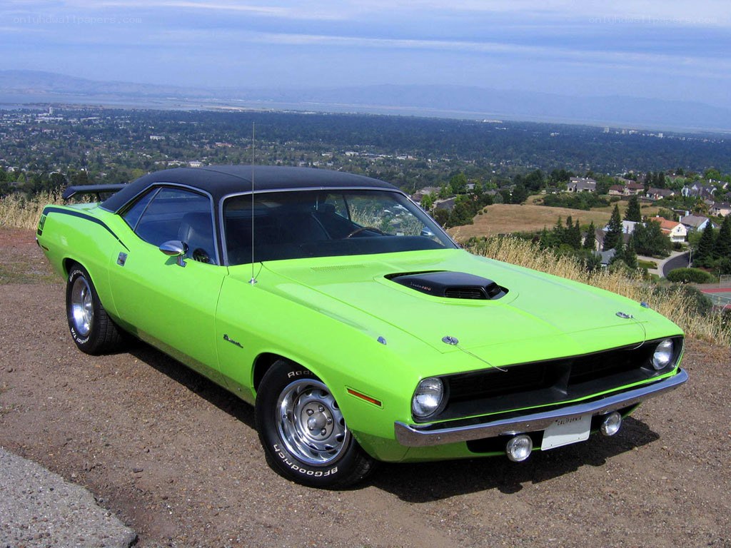 green classic muscle car