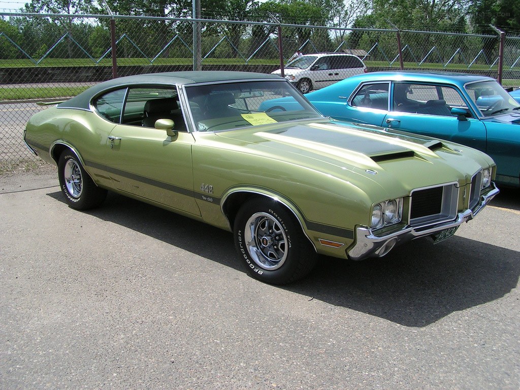 green classic muscle car