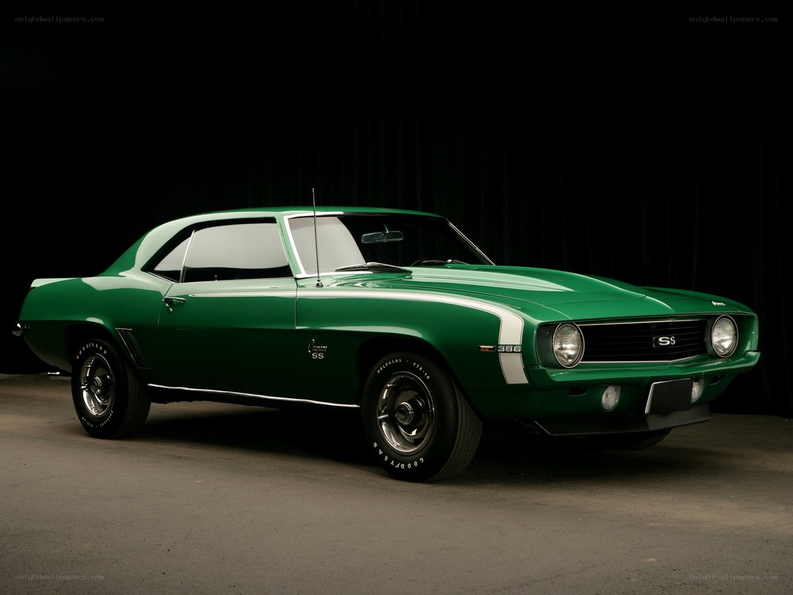 Green classic muscle car