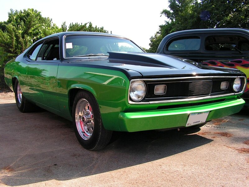 green classic muscle car
