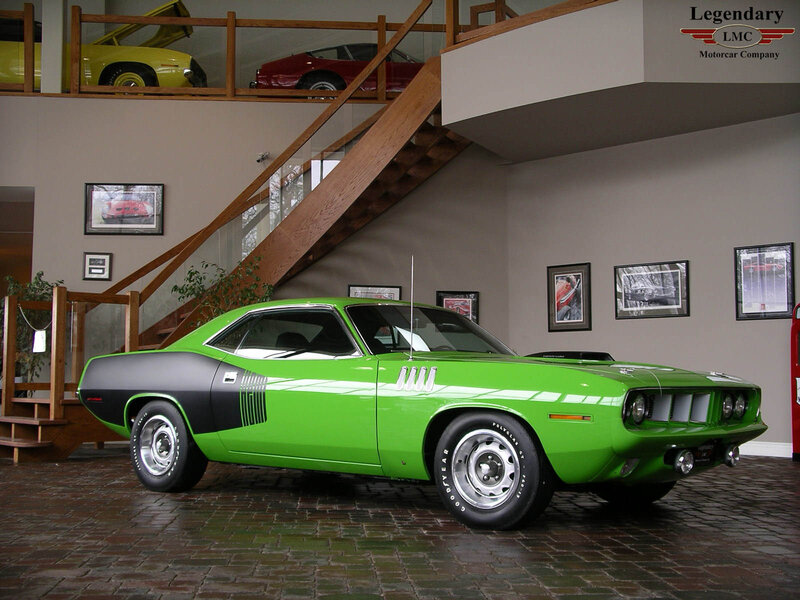 green classic muscle car