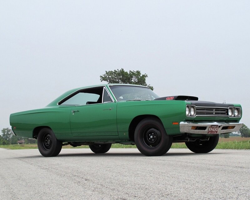 Green Classic Muscle Car — Calm, Afternoon, Photograph, Tree, Road