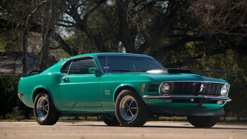 Green Classic Muscle Car — Calm, Afternoon, Photograph, Trees, Road, Tires