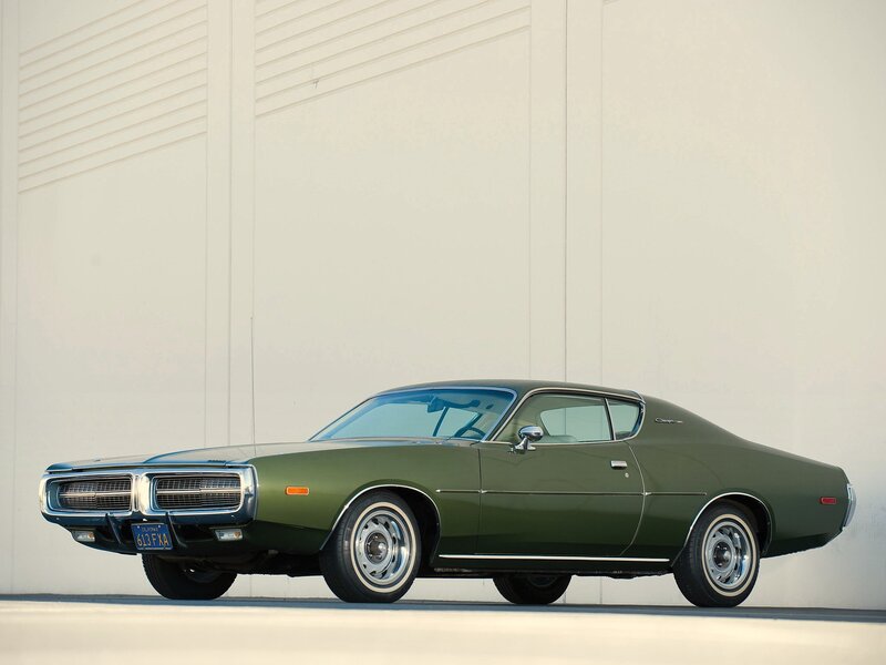 Green Classic Muscle Car — Calm, Afternoon, Photograph, Wall
