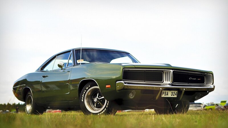 Green Classic Muscle Car — Dramatic, Afternoon, Photograph