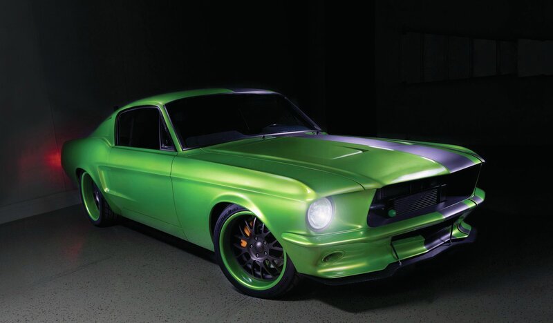 Green Classic Muscle Car — Dramatic, Night