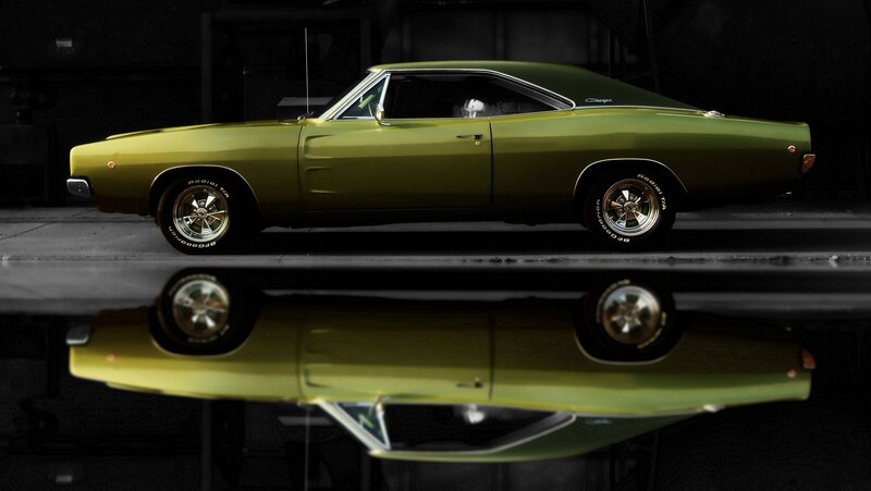 Green Classic Muscle Car — Dramatic