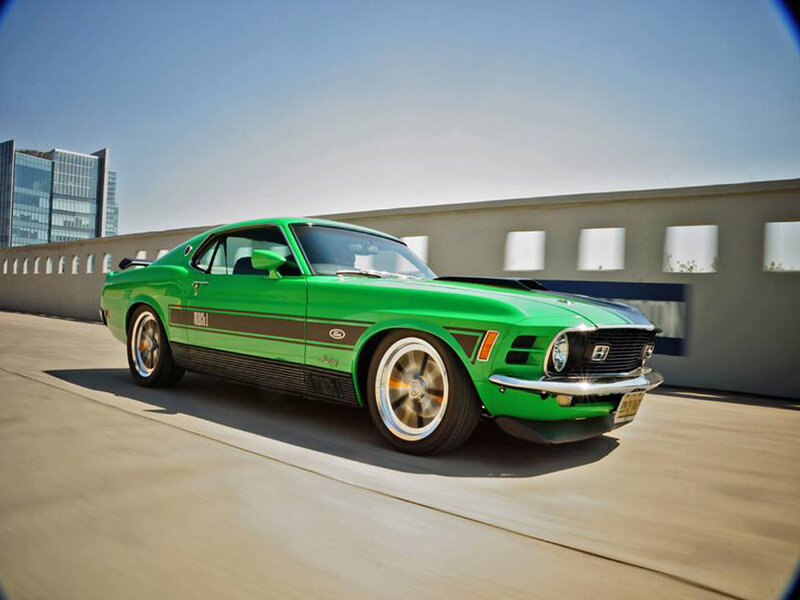 Green Classic Muscle Car — Dynamic, Afternoon