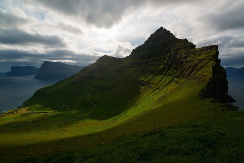 Green Cliff by Sea — Dramatic, Afternoon, Photograph