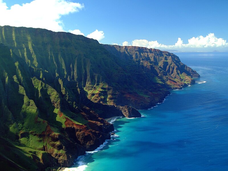 Green Cliffs by Ocean — Blue, Dramatic