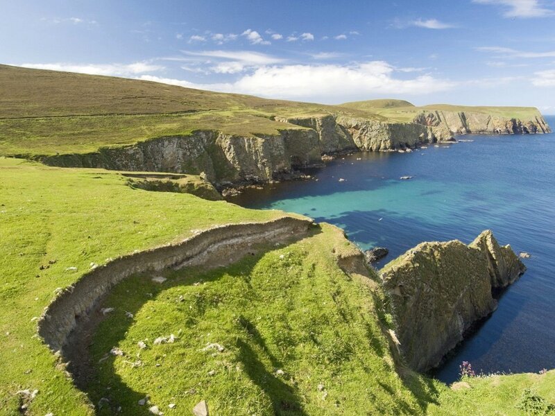 Green Cliffs by Sea — Serene, Afternoon, Photograph, Grass