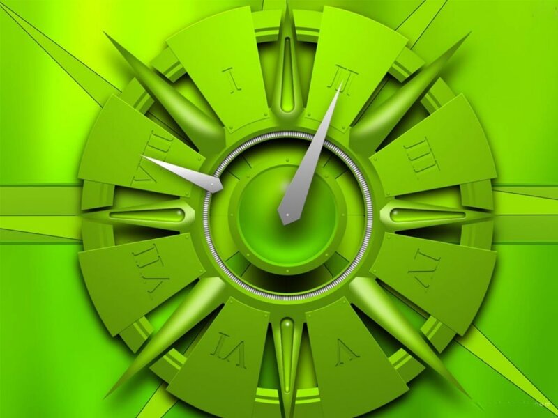 Green Clock Face — Vibrant