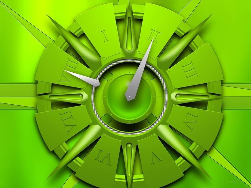 Green Clock with Roman Numerals — Modern