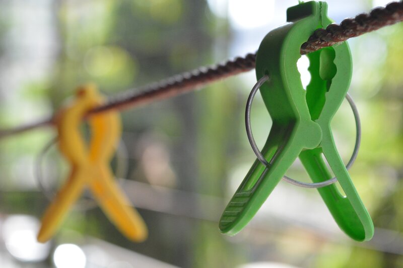 Green Clothespin on Rope