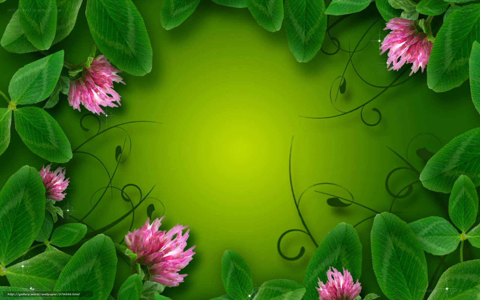 green clover and pink flowers
