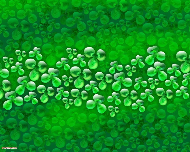 Green Clover Leaves — Calm, Digital Art, Bubbles