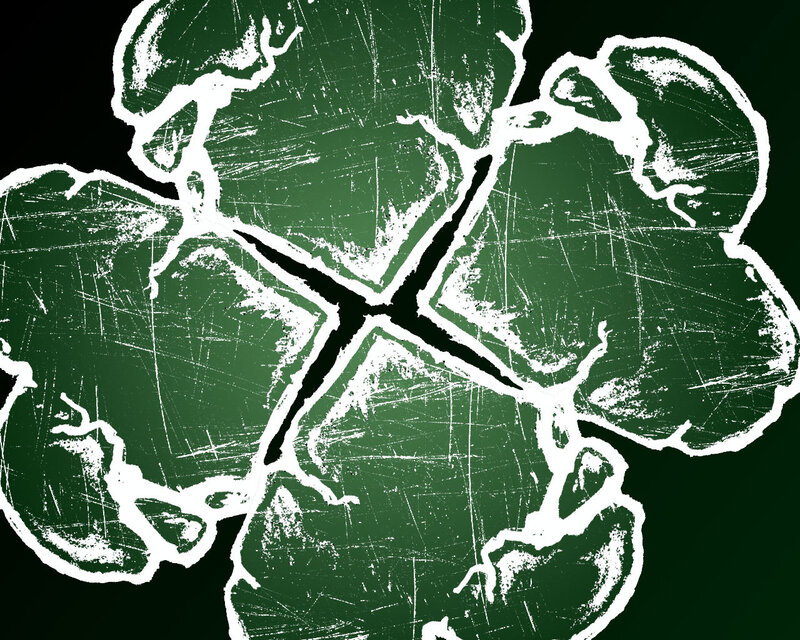 Green clover with cracked texture