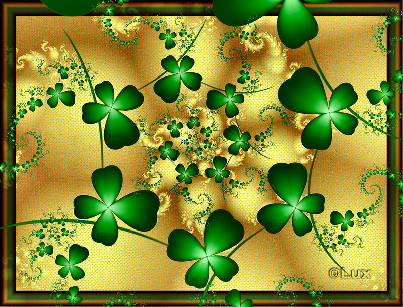 Green Clovers on Gold