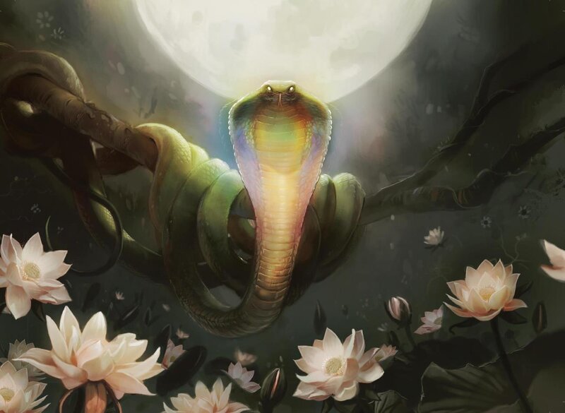 Green Cobra with Hood — Dramatic