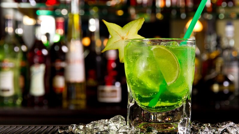 Green Cocktail in Glass — Refreshing, Night