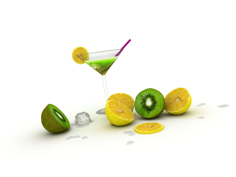 Green Cocktail with Fruit — Fresh