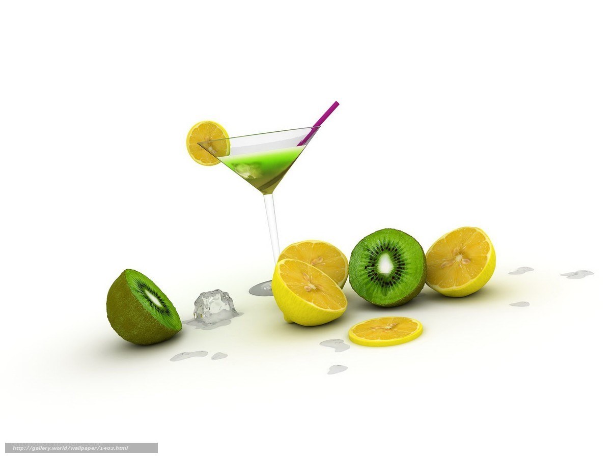 green cocktail with fruit