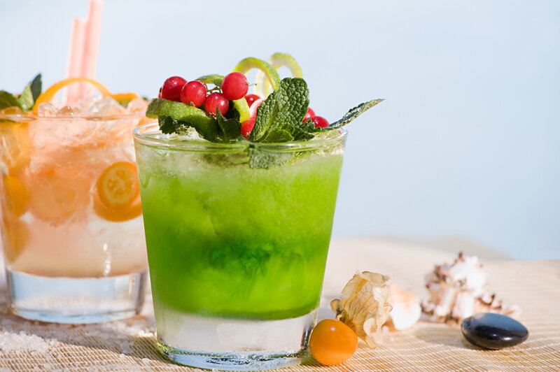 Green Cocktail with Garnish — Refreshing, Afternoon, Photograph