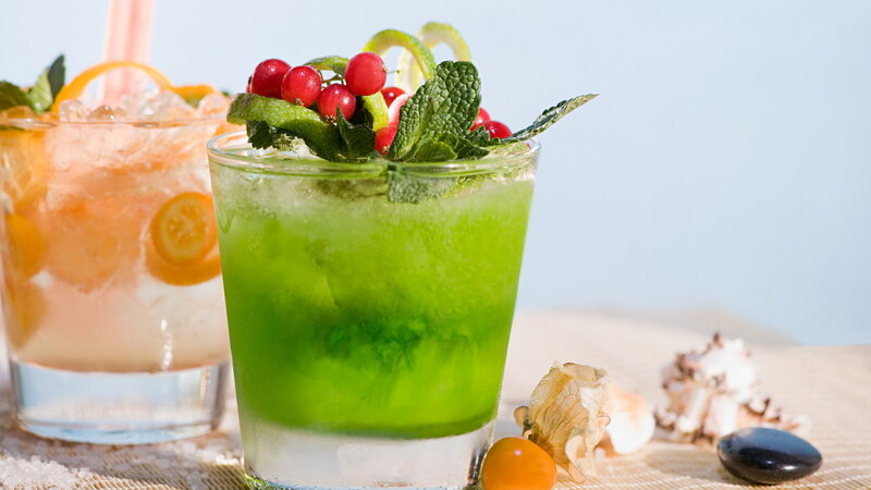 Green Cocktail with Garnish