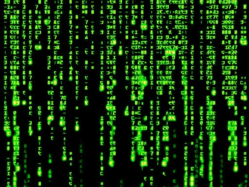 Green Code Rain — Black, Dramatic, Digital Art, Digital Matrix