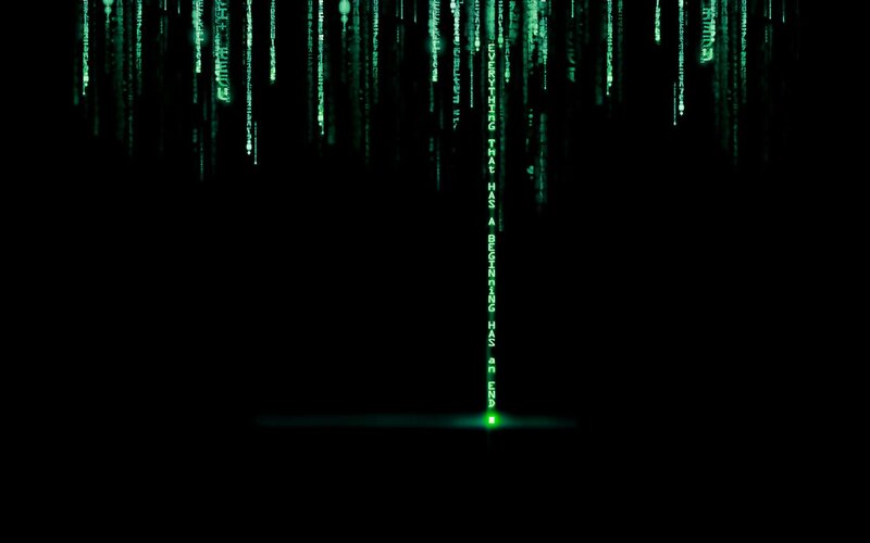Green Code Rain — Black, Dramatic, Digital Art, Text