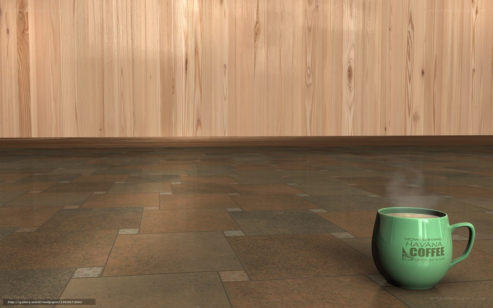 green coffee mug on floor