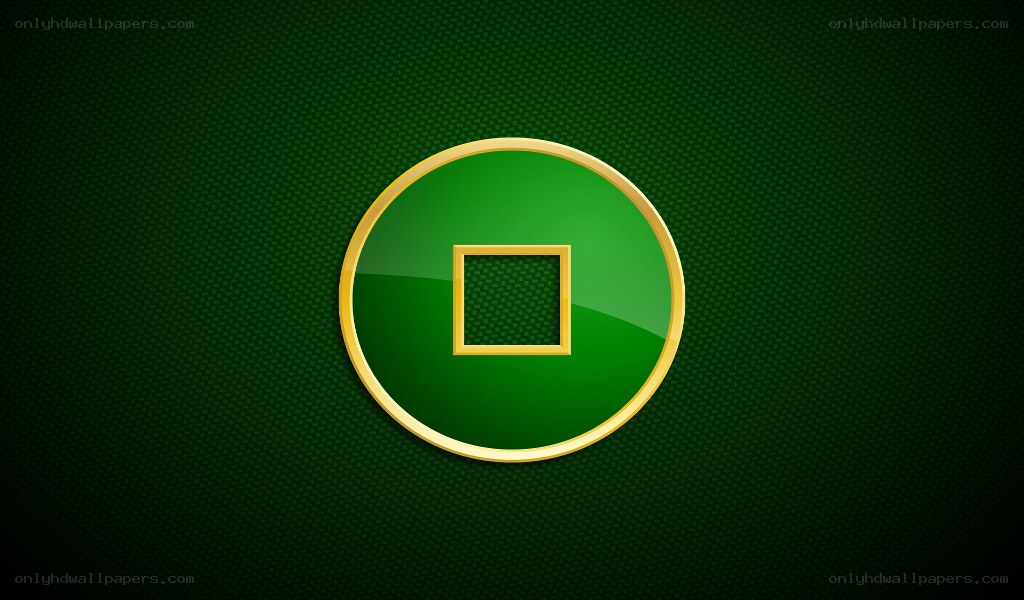 green coin with square hole